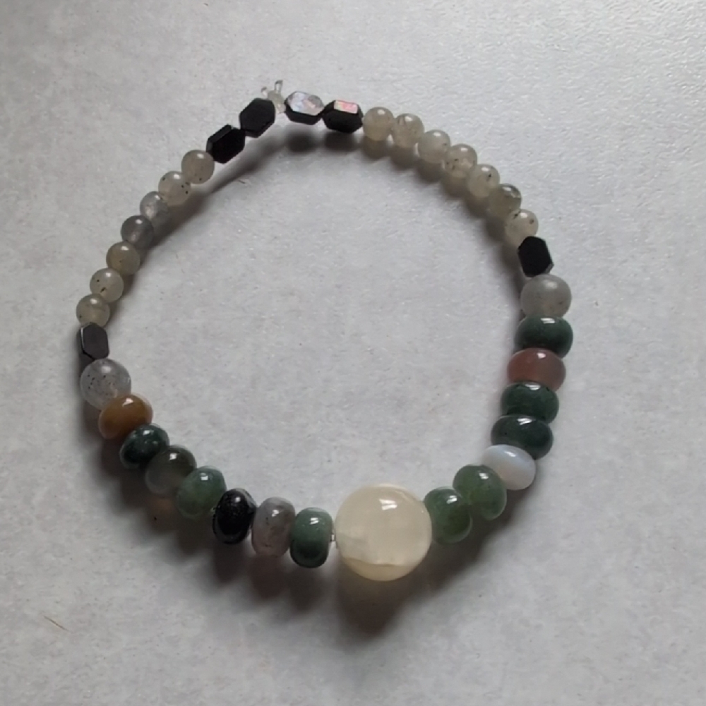 Jade Agate Hematite And Labradorite Bracelet
